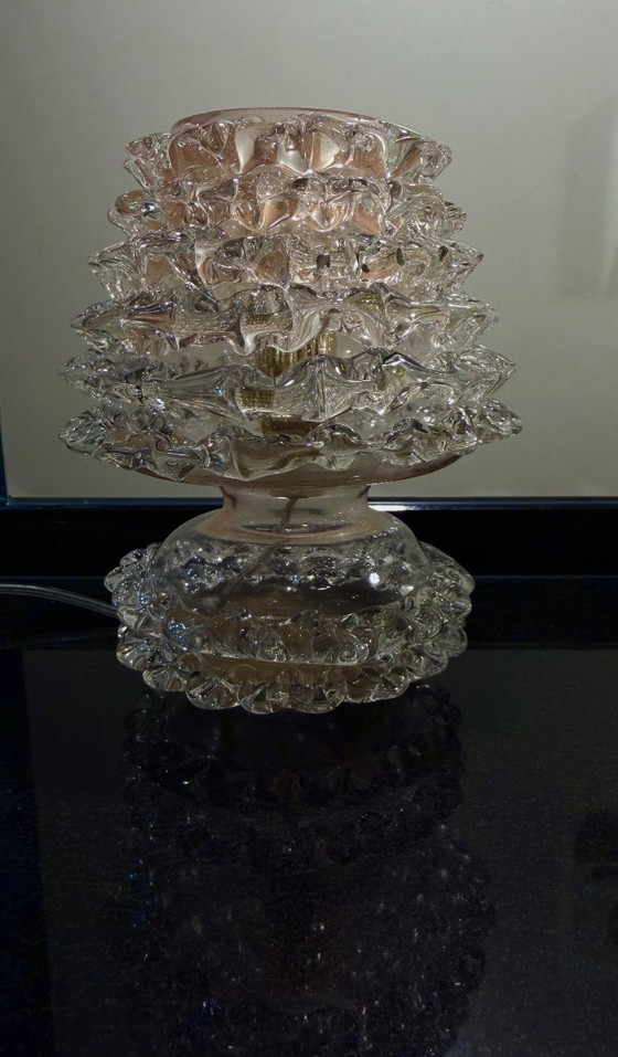 Image 1 of Set di lampade vintage in vetro di Murano Rostrato firmate, con diffusore decorativo abbinato – Vetro avventurina beige e oro