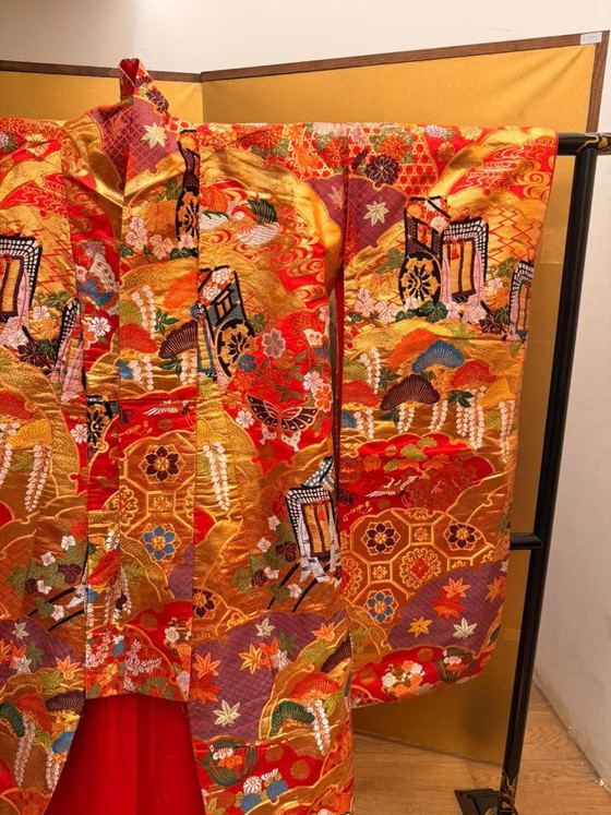 Originele Japanse trouwkimono, Wanddecoratie, Zijde, Meerdere kleuren (foto 4 van 6)