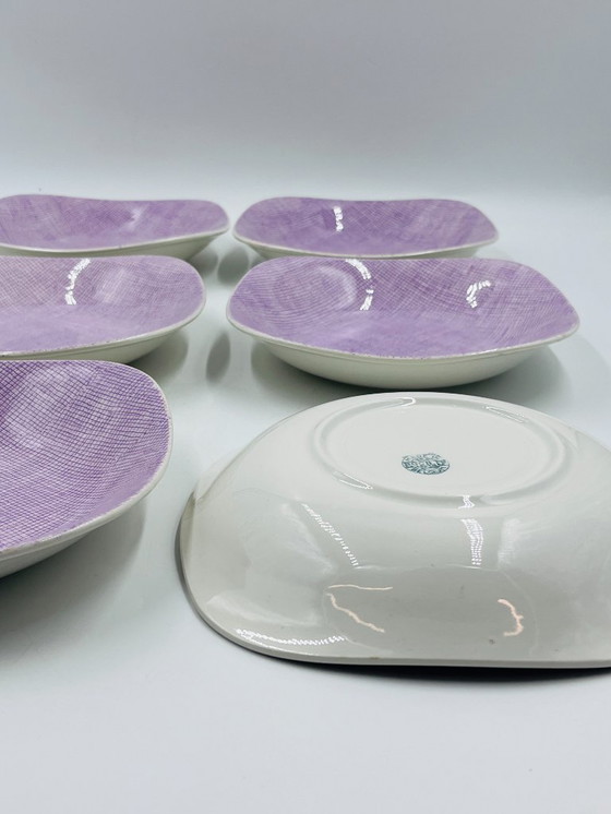 Image 1 of Set di 6 piatti fondi Boch La Louvière – Motivo Seduction 1962 – Vintage belga