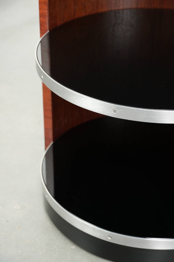 Image 1 of Mesa auxiliar/de bar móvil única de Schuitema con tablero de cristal negro de la serie Decoforma.