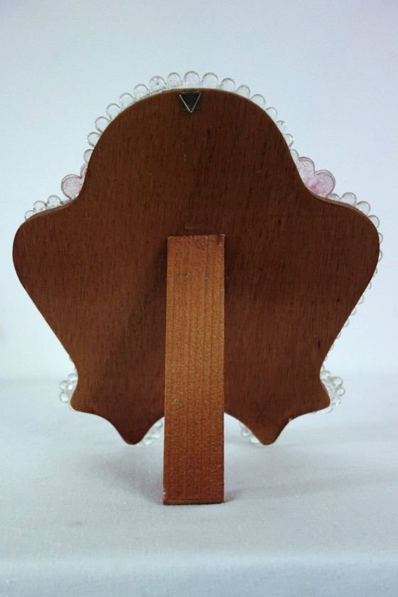 Image 1 of Specchio veneziano, in vetro soffiato di Murano, con motivi floreali e perline