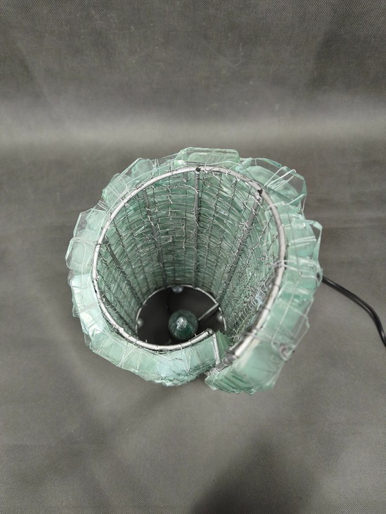 Image 1 of Italian Sculptural Glass Table Lamp, Wire and Glass Construction, 1980s