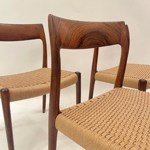 4 x Chaises Niels Moller n°77 en bois de rose