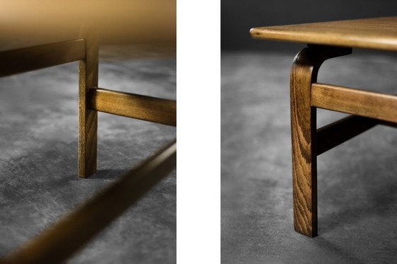 Image 1 of Vintage Zeldzame Mid Century Scandinavisch Modern Bruin Eiken Salontafel van Karl-Erik Ekselius voor JOC Vetlanda, jaren 1960