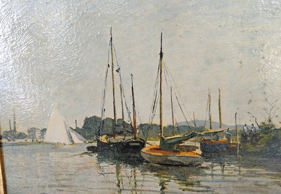 Bateaux De Plaisance, Claude Monet - Vintage Reproduction 1950s – Paintings & Drawings, Canvas (photo 8 of 14)
