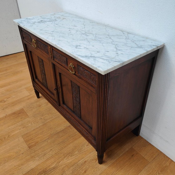 Image 1 of Commode vintage pour salle de bain avec plateau en marbre