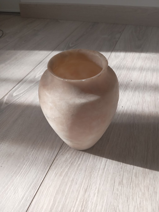 White/cream alabaster vase, decorative