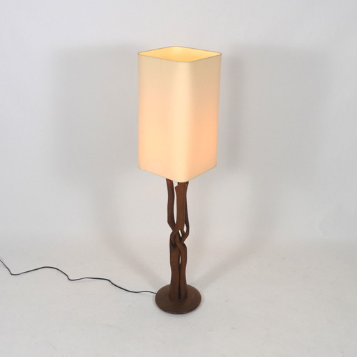 Mid Century handgesneden Scandinavische teakhouten tafellamp - 1950-60's