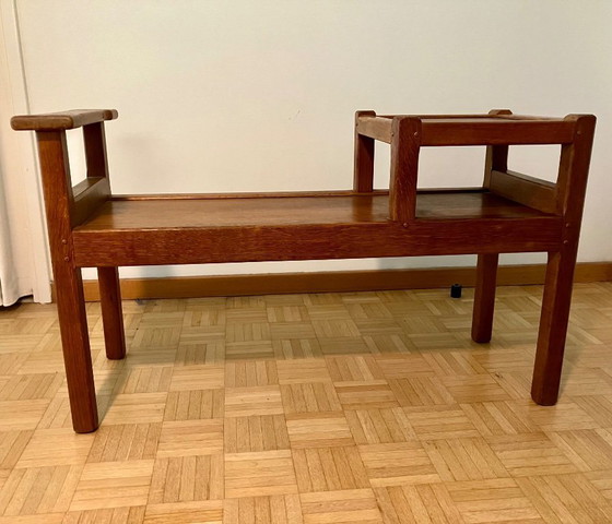 Image 1 of Oak telephone bench in perfect condition (50s-80s)