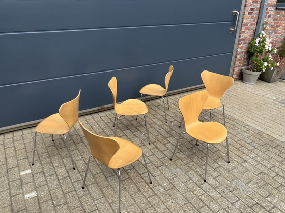 Image 1 of Fritz Hansen series 7 Butterfly chairs natural wood 1988