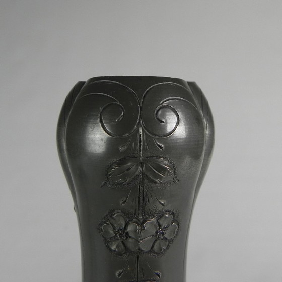 Image 1 of Pewter Art Nouveau vase signed Pechez, early 20th century