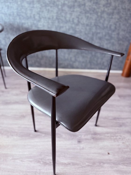 Image 1 of 4x poltrone vintage in pelle Fasem p40, Vegni & Gualtierotti, anni '90