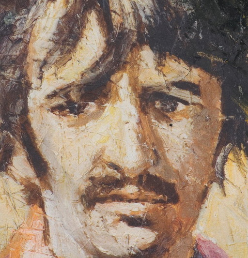 Oliver Jordan (1958) - Portrait of Ringo Starr - 2005 - Oil on an LP - 43 x 43 cm