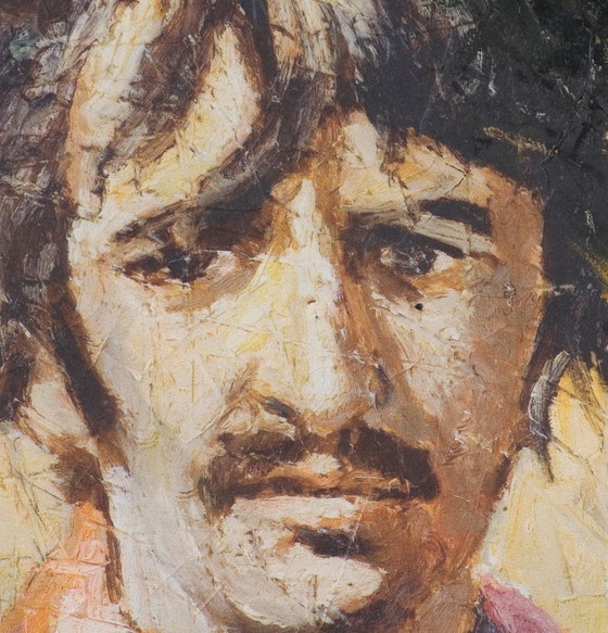 Image 1 of Oliver Jordan (1958) - Portrait de Ringo Starr - 2005 - Huile sur microsillon - 43 x 43 cm