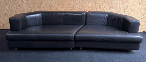 Divano e 2 poltrone Rolf Benz in pelle nera