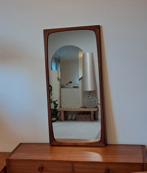 Vintage teakhouten wandspiegel – Deens modern design uit de jaren 60 en 70