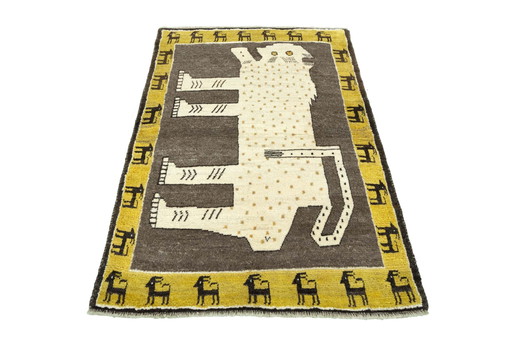 Handgeknoopt Nomadisch Gabbeh tapijt - 153 x 102 cm - dierenmotief