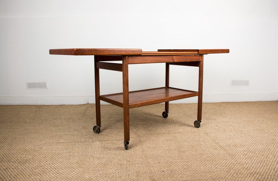 Image 1 of Teak 1960 rolling table, sideboard, extendable Dane and two levels by Kurt Ostervig for Jason Mobler 1960.