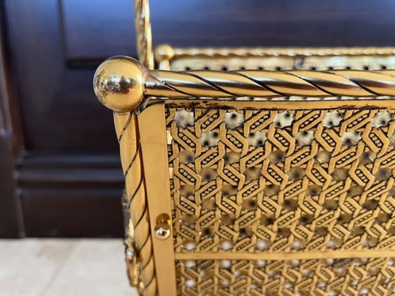 Image 1 of Porte-revues en laiton style Hollywood Regency – lourd et décoratif