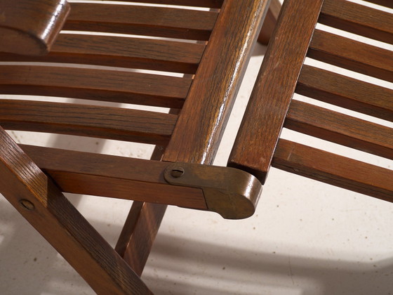 Antique Oak Deck Chair (Steamer Chair), Europe, circa 1920, Chaise longue, Brass, Brown, Rustic (photo 9 of 15)