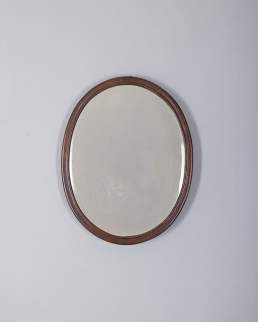 1960s vintage wall mirror in Walnut wood Italian design