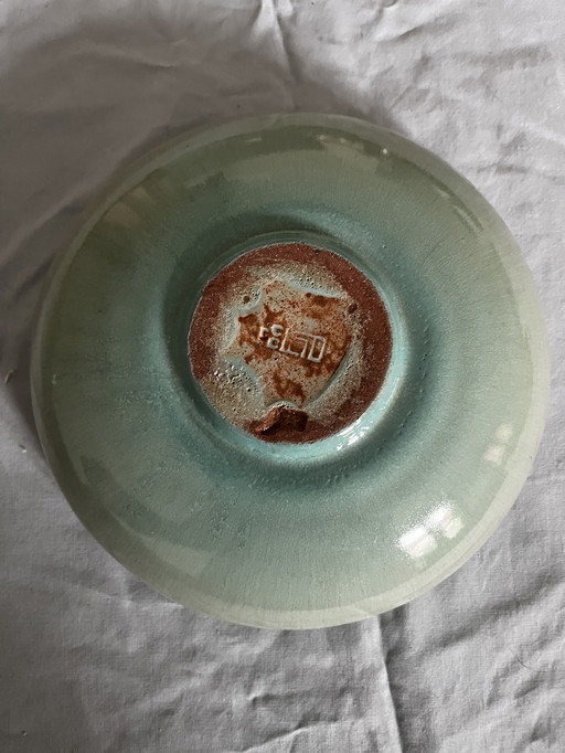 Nittsjö schaal groen keramiek vintage 