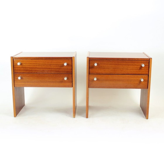 Image 1 of Ensemble de 2 tables de chevet carrées en acajou, Tchécoslovaquie, années 1970