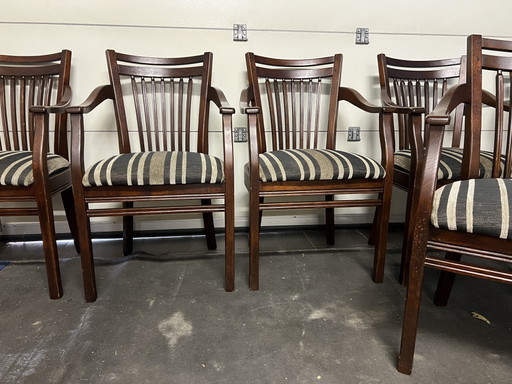 6 Bannink jugendstil eetkamer armstoelen donker kersenhout 
