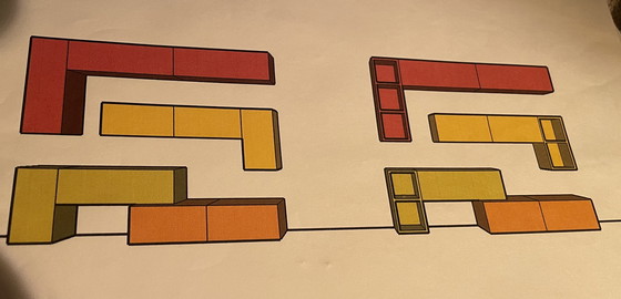 Image 1 of Parete attrezzata - giallo, rosso, verde, arancione; design italiano