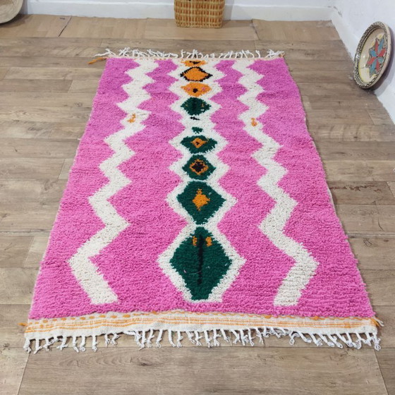 Image 1 of Pink Moroccan Berber Rug – Colorful Handmade Berber Carpet | 215 × 130 cm