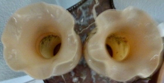 2x Antique Opaline Glass Vases – Neoclassical With Putti – 21 Cm. (photo 7 of 10)