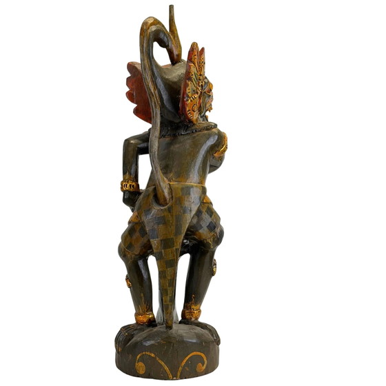 Antieke Balinese Kerishouder – Polychroom & Verguld Hout – 19e Eeuw – 61,5 cm – Kandelaars en kaarsen, Wood (photo 4 of 11)
