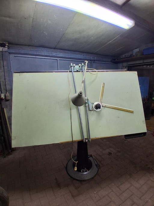 Tavolo da disegno vintage con base idraulica