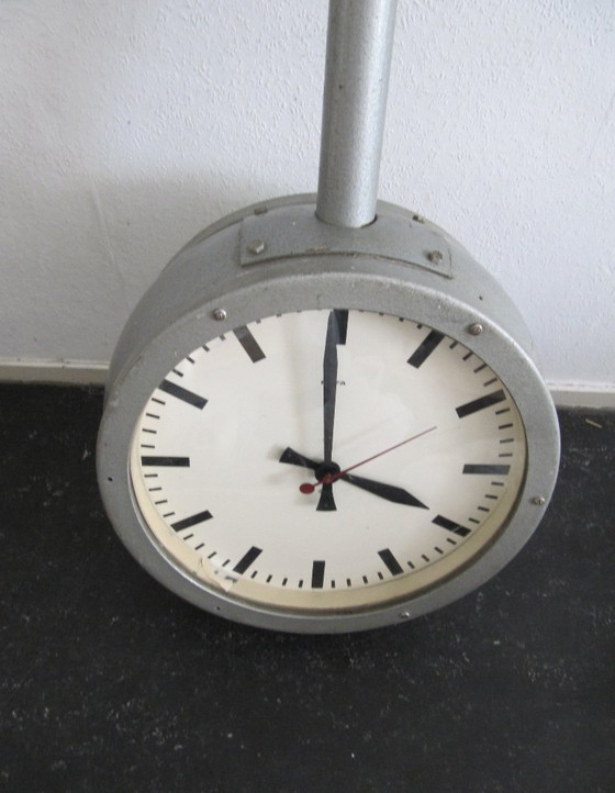 Image 1 of Vintage Double-Sided Clock Station Clock NUFA