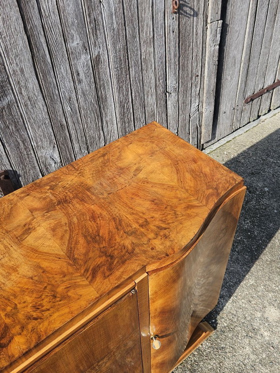 Image 1 of Buffet Art Déco français - Bois d'orme ronce brillant - Années 20