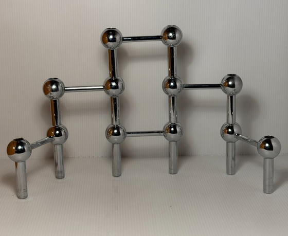 Image 1 of Set of 6 modular BSF vintage chrome candle holders