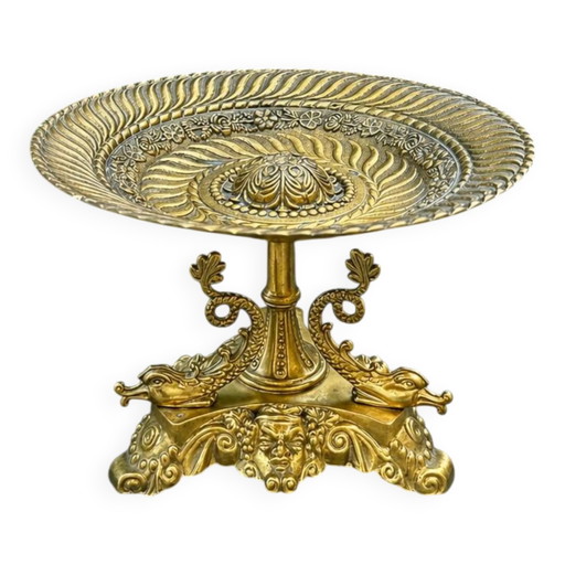 Large fruit bowl in solid brass Neo-Renaissance