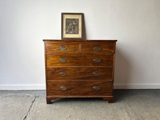 Image 1 of Antique Georgian mahogany two over three chest of drawers 1820–1840