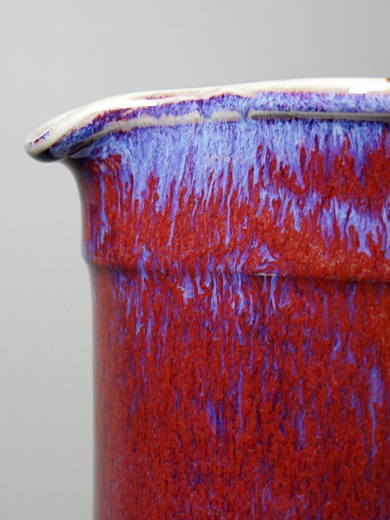 Image 1 of Grand broc grès d'art de lévéjac Michel Goldstyn émail sang de boeuf flammé