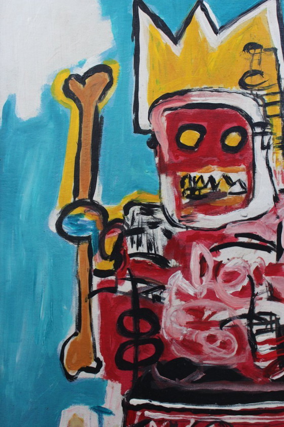 Image 1 of Modernistic Painting After Jean-Michel Basquiat, Circa 1970
