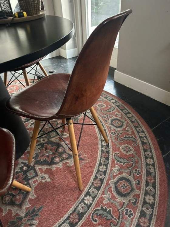 Image 1 of 5 x lederen kuipstoelen van Sol y Luna, opknappers!