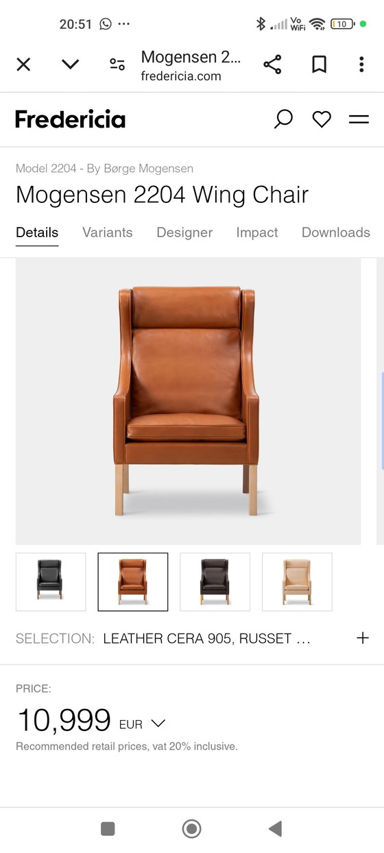 Sillón orejero Børge Mogensen de cuero – Fredericia, Sillones, Leather, Wood (photo 7 of 10)