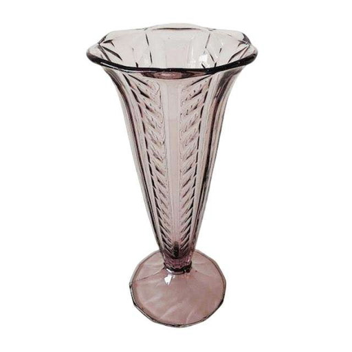 Artdeco tall vase purple glass 1930's