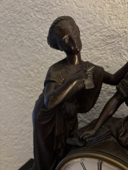 Antieke Franse pendule, een tafelklok