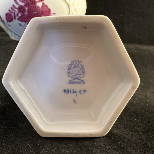 Herend Roze Kleine Kandelaar 7912 en Kom 7247