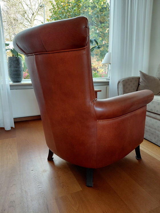 Image 1 of Bruin leren fauteuil
