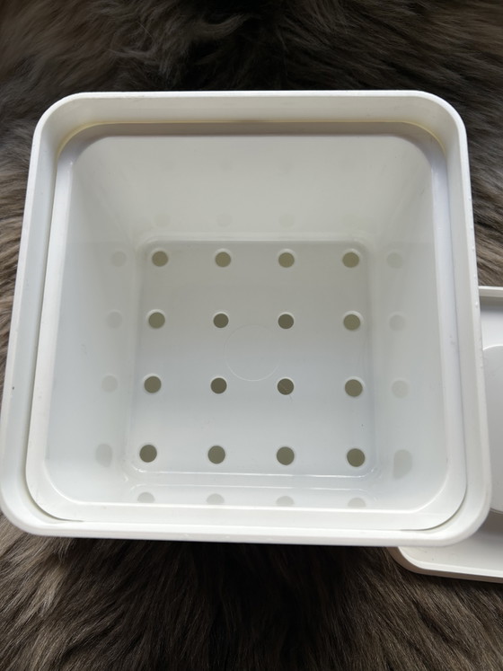 Image 1 of White square ice bucket with the iconic, vintage Virgin Vodka logo - Richard Branson