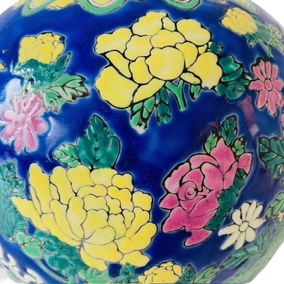 Image 1 of Mid-century Vintage Oosterse Gemberpot Polychroom Keramiek 1950's