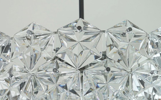 Image 1 of elegant kinkeldey mid century CHANDELIER pendant light crystal glass and chrome plated metal with 66 glass prisms 1960s