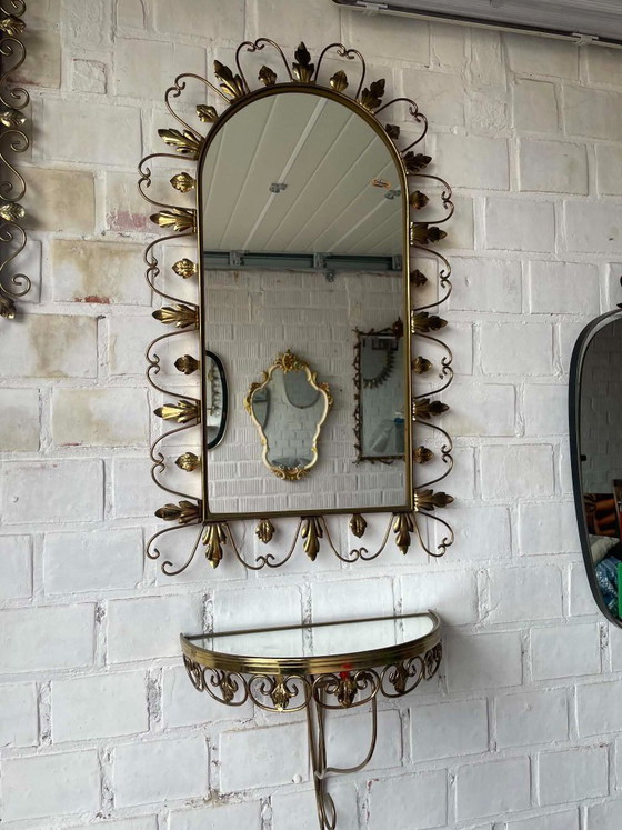 Image 1 of Vintage mirror and console - Deknudt - 60s/70s